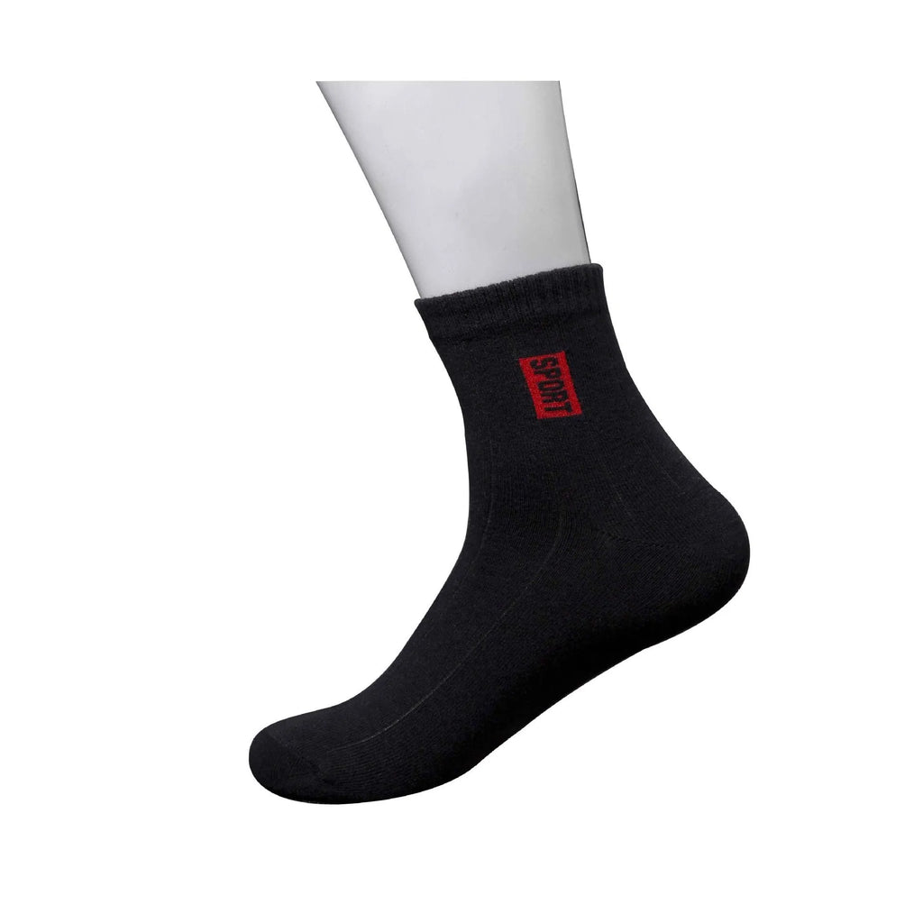 Breathable 5-pair men's cotton mid-tube socks set in SPORT tube stripe pattern