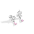 925 sterling silver butterfly stud earrings for women with purple crystal accents on a white background.