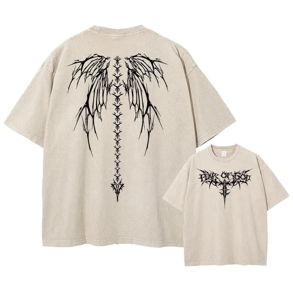 Men's oversized loose-fit cotton T-shirt with drop-shoulder short sleeves in various colours.