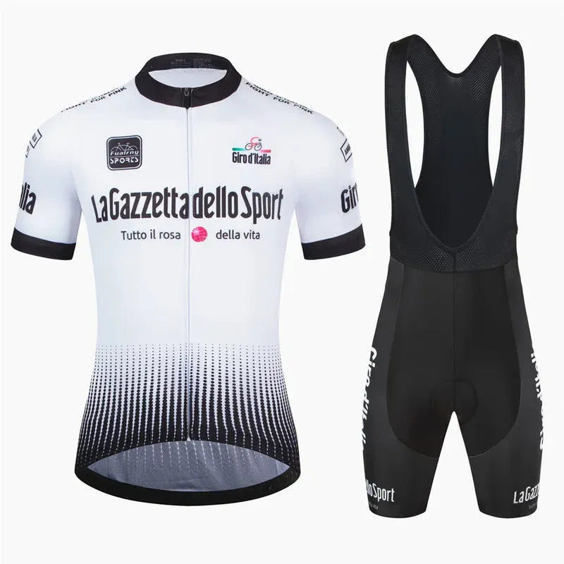 Patterned short-sleeve cycling suit for road biking in polyester fabric