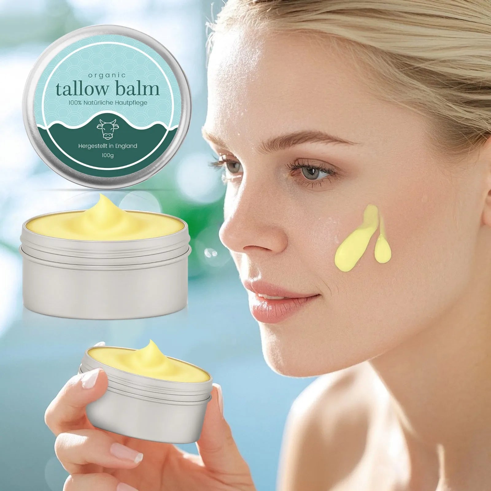 100g jar of non-standard Cow Fat Cream moisturiser for deep hydration of multiple skin types