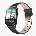 M8 round smart bracelet with heart rate monitor on a wrist, showing black, brown, gold, and silver colour options.