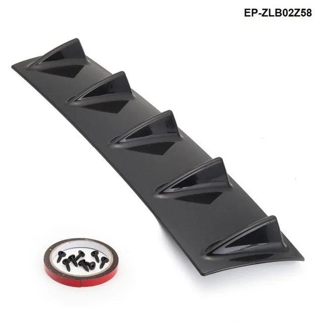 Black polyurethane and ABS car rear bumper diffuser with 5 shark fin spoiler design