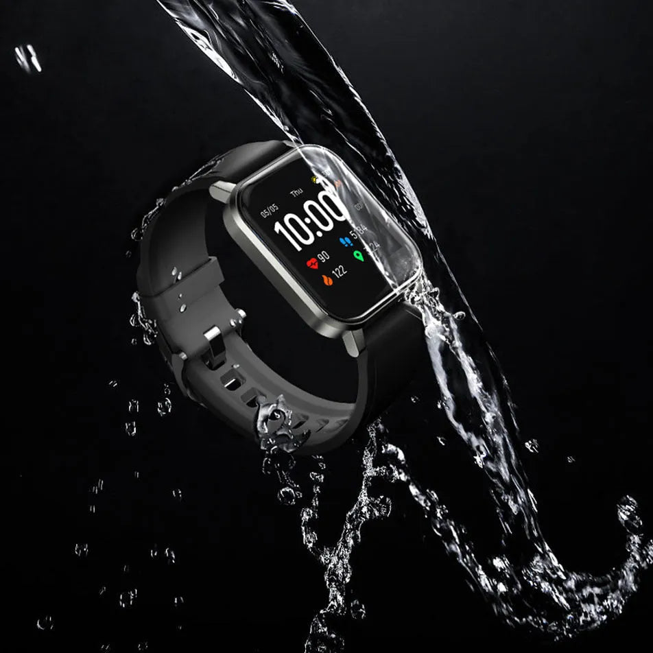 Black waterproof smart bracelet with 1.4 inch touch screen on a silicone wrist strap.