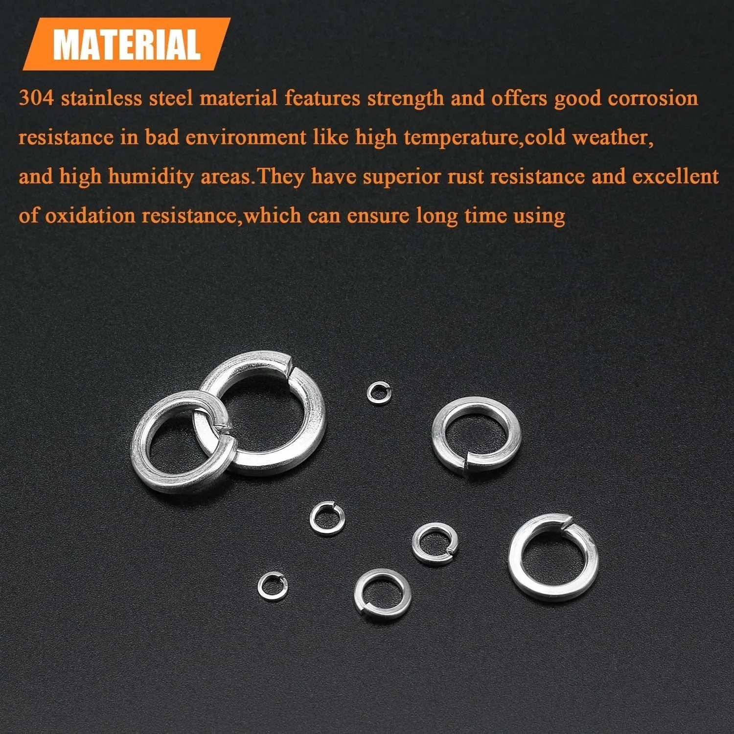 304 stainless steel spring lock washer combination box containing 900 pieces with sizes ranging from 2mm to 12mm