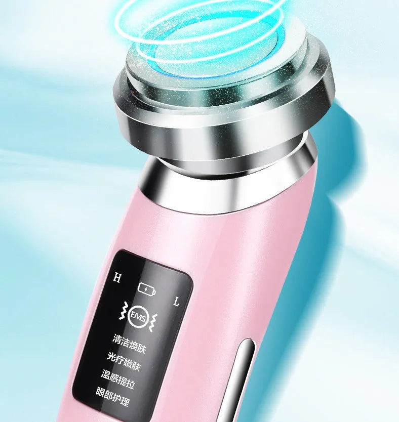 Pink skin rejuvenation instrument for facial cleansing with 185mm length portable design