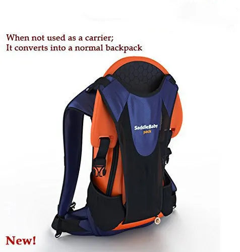 Hands-free shoulder carrier with cushioned hip seat and ankle straps in backpack style for toddler aged 2-5 years