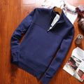 Fall sweater men long sleeve knit jumper in black, blue, and red for autumn winter casual wear