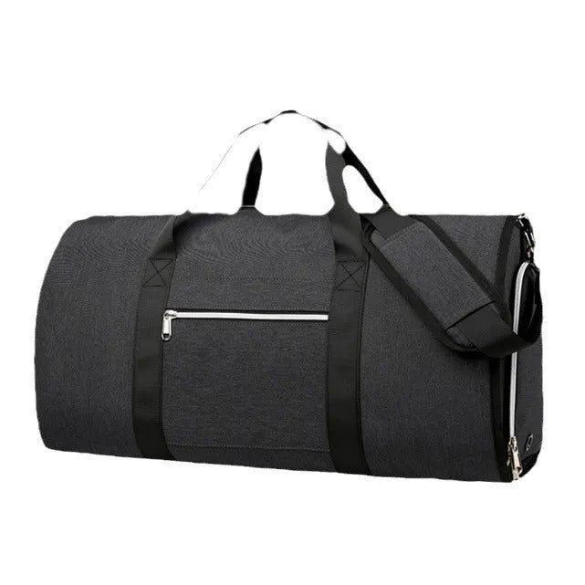 Oxford cloth storage sports bag in grey colour showing dry wet separation compartments