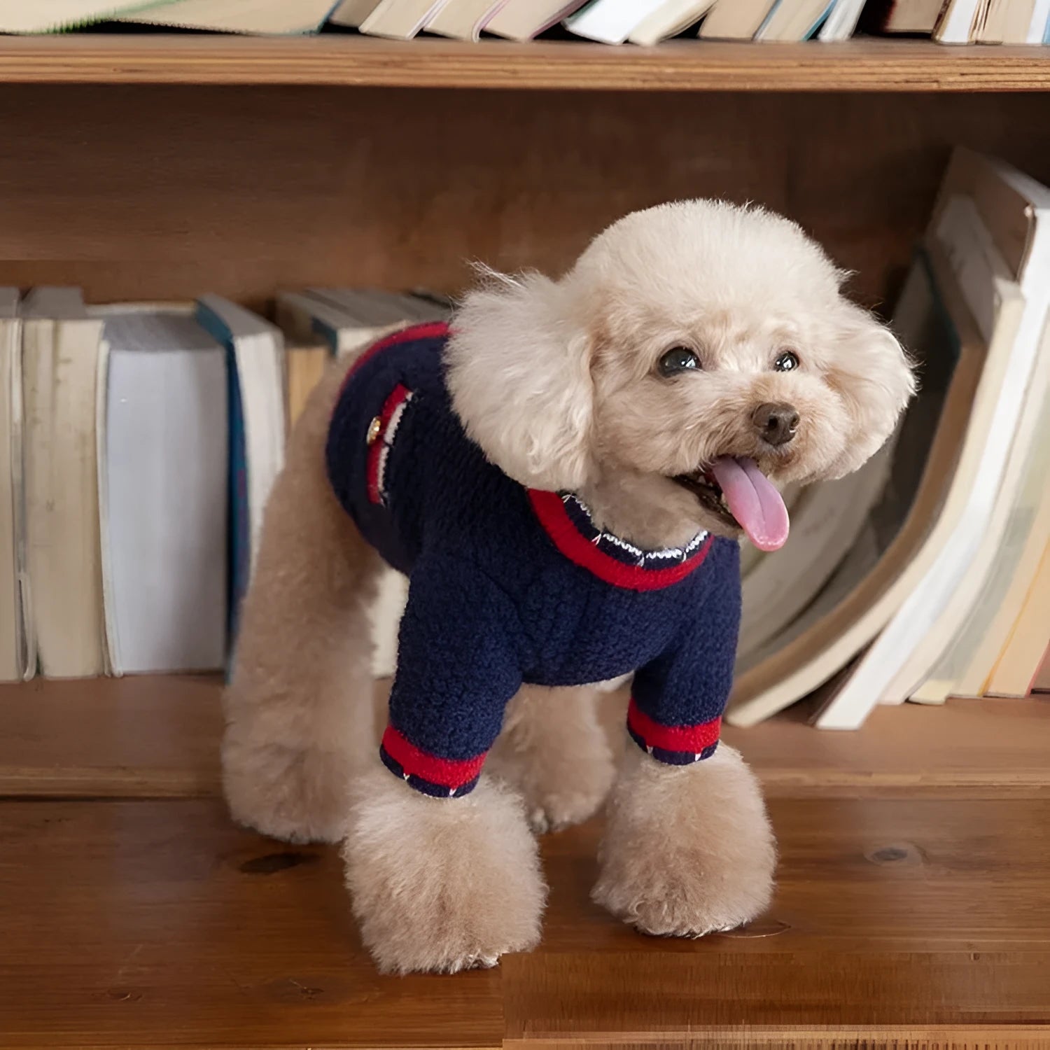 Blue Bejirog wool knit cardigan for a dog in a Princess style