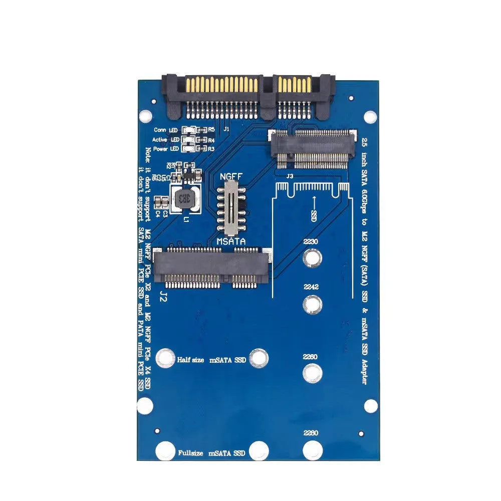 SATA3 to M2 NGFF MSATA SSD conversion adapter card in black or blue colour options