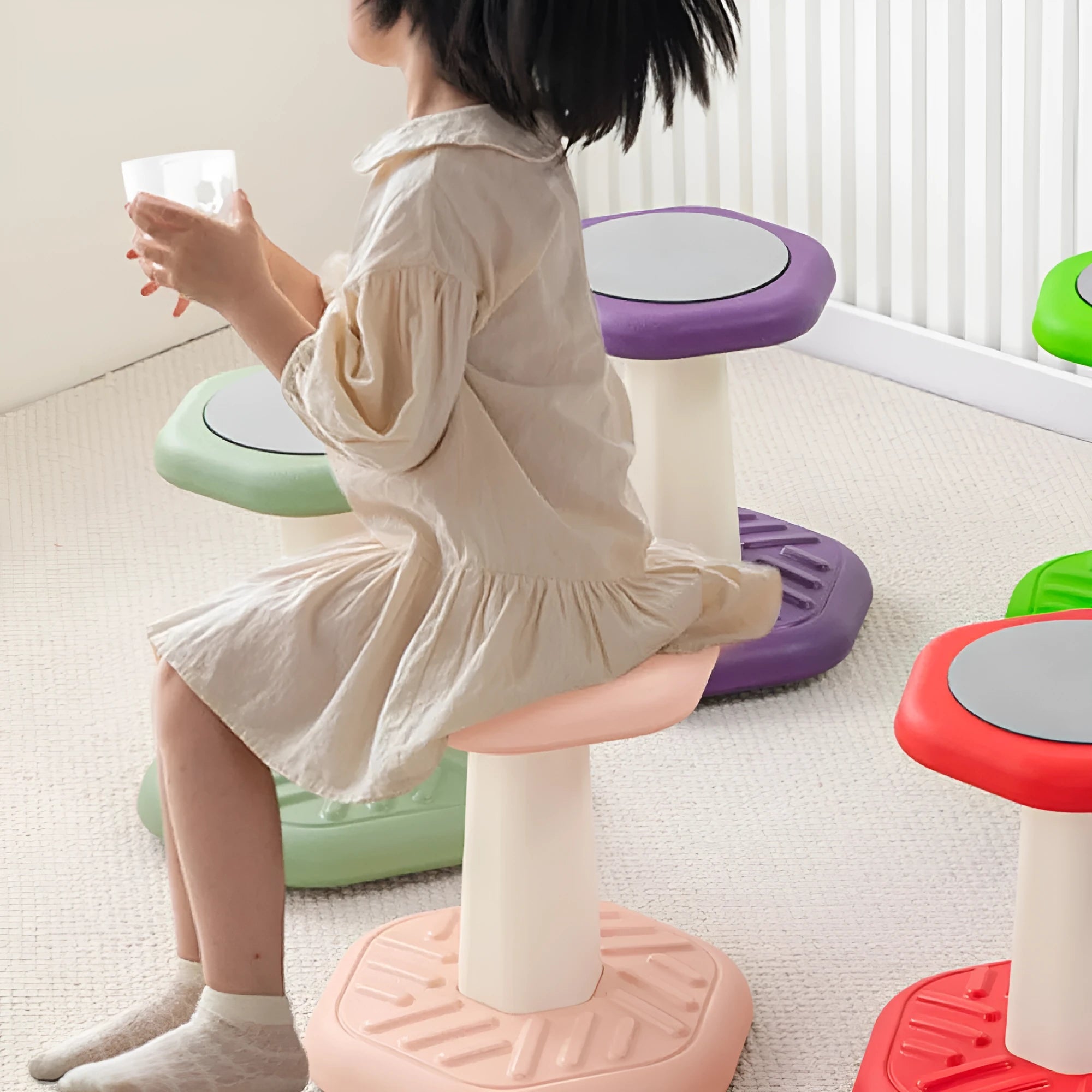 Children's plastic balance rocking stool in multiple colour options