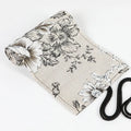 Black peony print canvas pencil roll bag with cotton hemp fabric