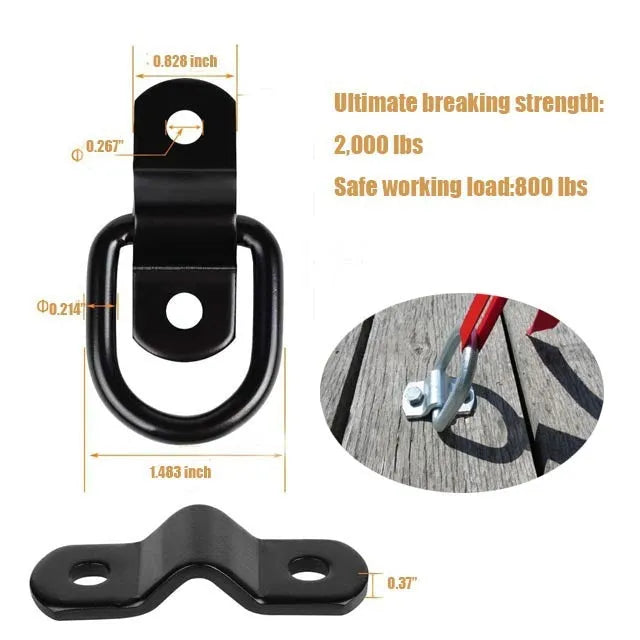 Galvanised black carbon steel floor hook for truck and vehicle load securing