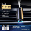 Car air vent clip-on aroma diffuser with essential oil bottle in Obsidian Black or Ocean Blue colour