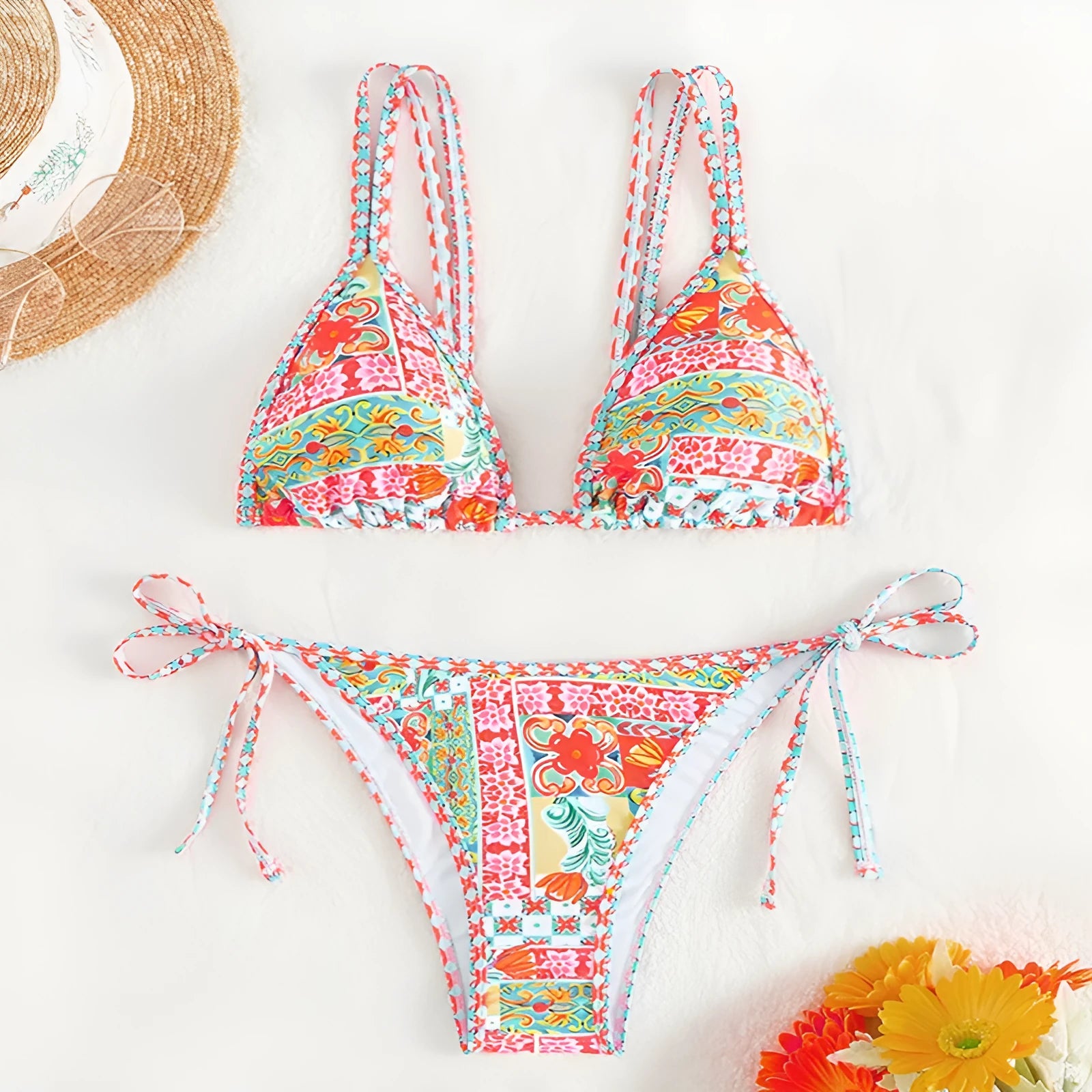 Women's lace-up split bikini swimsuit in European and American style