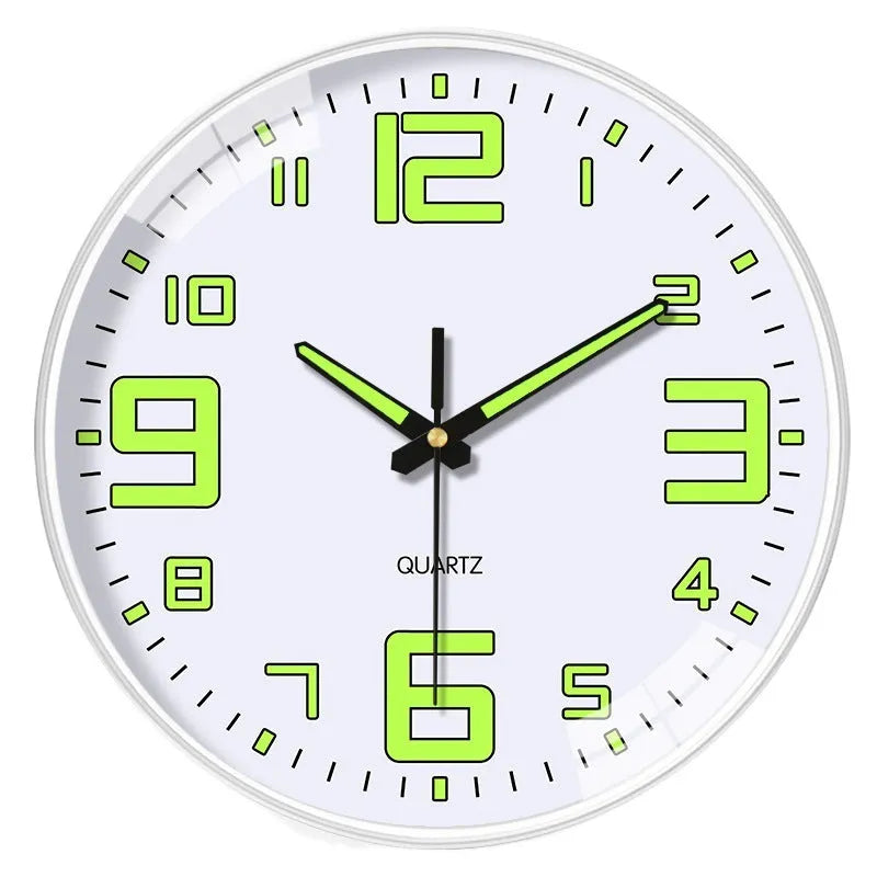 20cm diameter luminous wall clock with plastic modern shell in various colour options