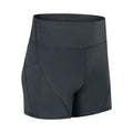 SHINBENE women's high waisted athletic shorts in black with two side pockets and cotton feel nylon spandex fabric