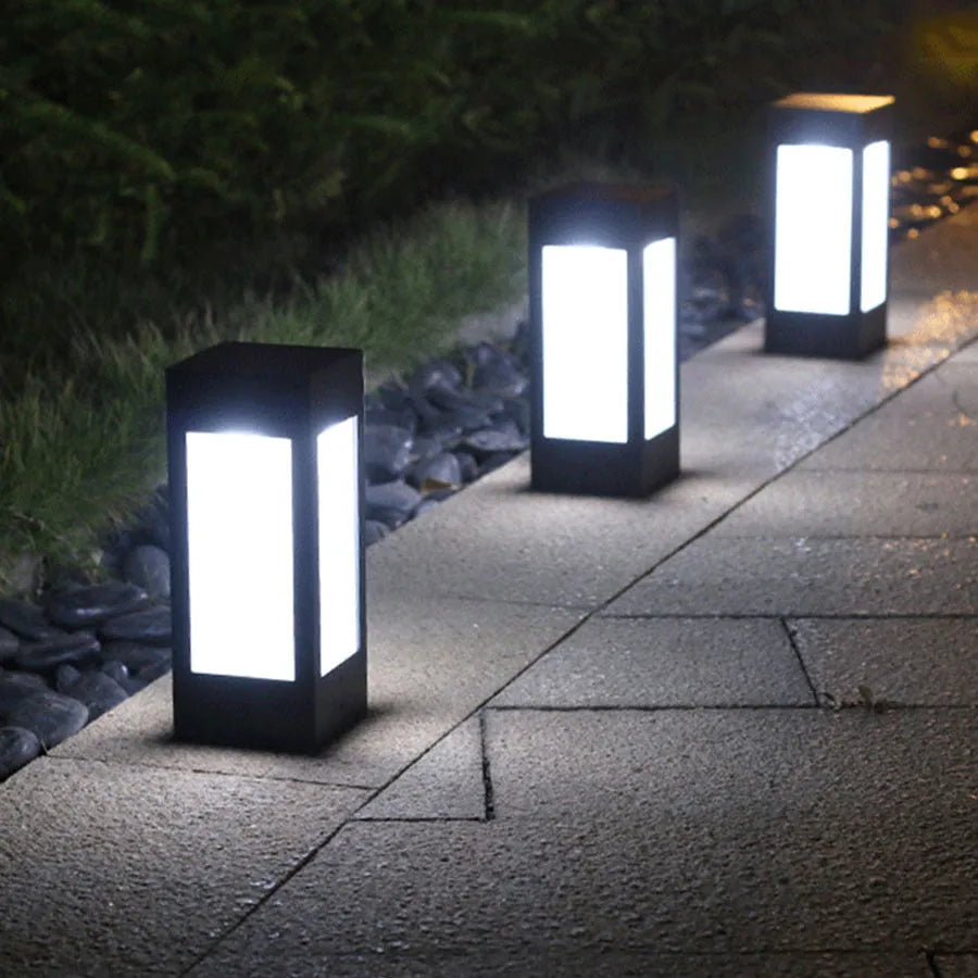 Solar garden light unit with solar panel and LED, shown as a lawn or wall headlight