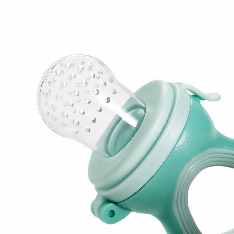 Silicone baby pacifier in light pink and light green, food grade PP and silicone, bisphenol A free