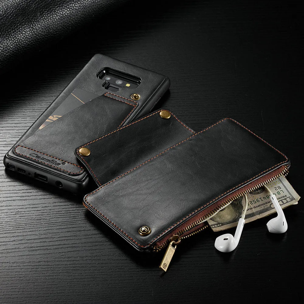 PU leather flip phone case for Samsung Note9 in black, brown, and red colours