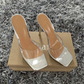 Women's black and silver high heel fashion boots with PVC sole in sizes 34-43