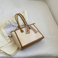 Soft PU leather horizontal square tote shoulder bag with open outer pocket