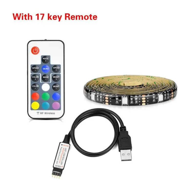 One-metre long flexible LED light strip with 30 small white beads on a circuit board with adhesive backing.