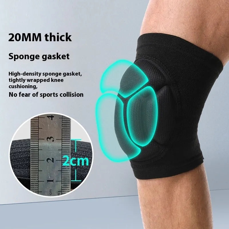 Black and blue thick sponge dance kneepad for knee protection during sports.