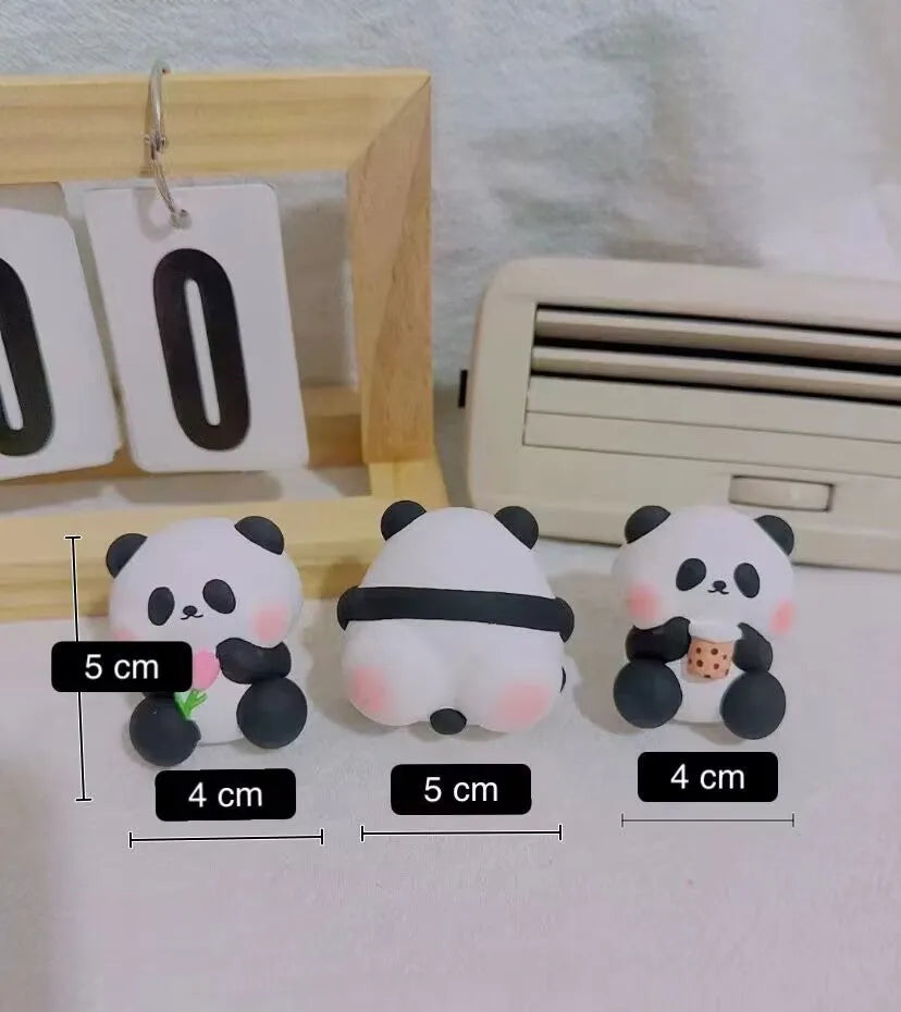 Cute panda car vent perfume decoration in milk tea, flower, and back panda designs.