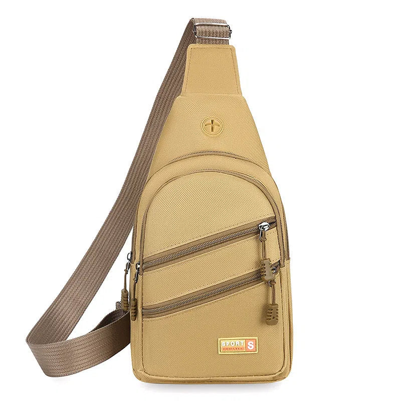 Canvas crossbody bag for men, lightweight waterproof with stitching detail, available in multiple colours