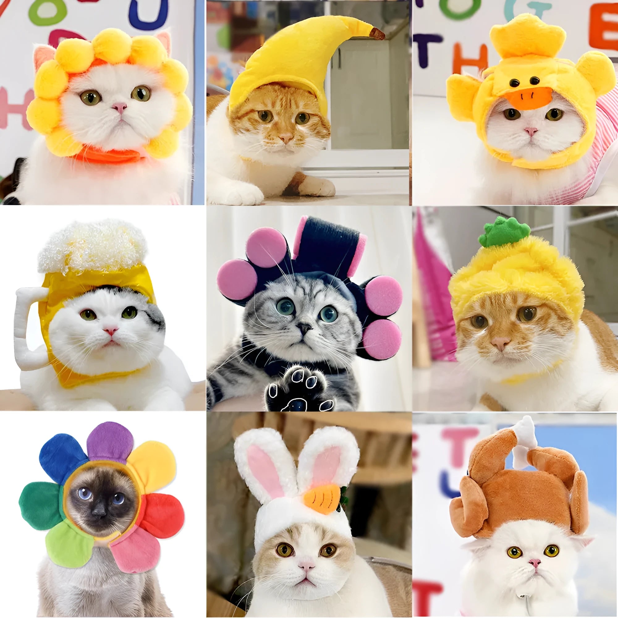 Cloth cat headdress with embroidered sunflower design for pet dress-up occasions