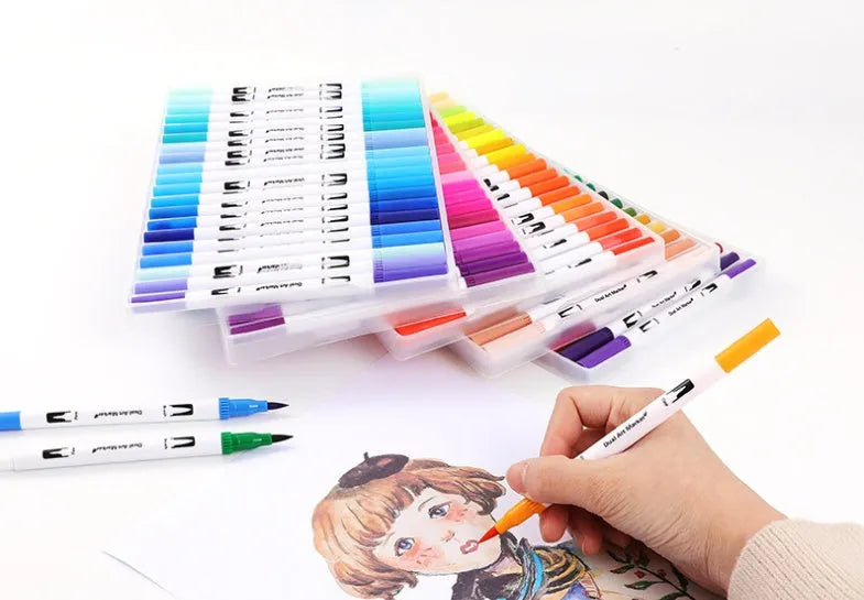Multipack of watercolour pens in a plastic case, available in sets of 48, 60, 72, or 100 colours.