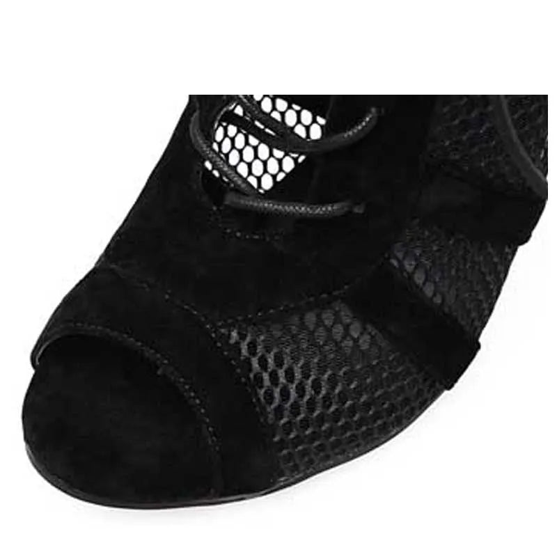Black suede lace-up high heel women's shoes with 11.5cm heel on sizing chart