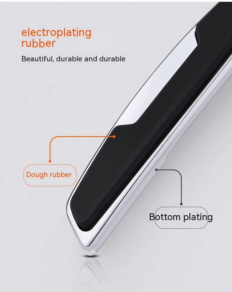 Black car door bumper strip set with four plastic silicone protection strips measuring 9.5 by 2 cm