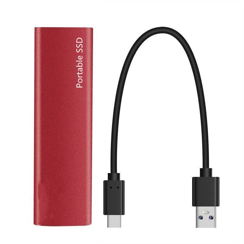 External SSD portable storage drive with ultra-thin metal shell in red, black, blue, and silver colour options