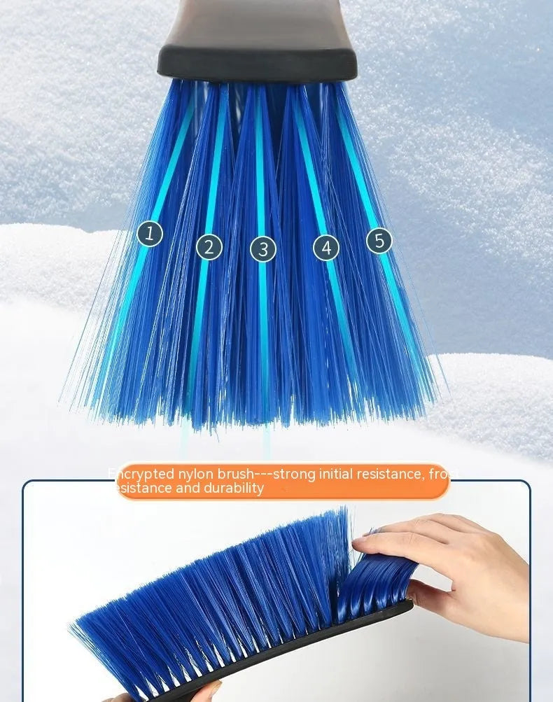 Blue telescopic car snow brush with long handle for winter vehicle snow removal