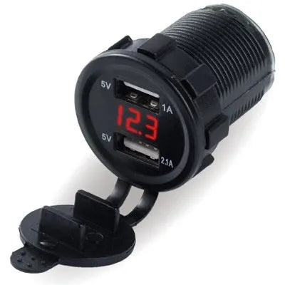 Waterproof motorcycle USB car charger with snap-on design for 12V cigarette lighter sockets.