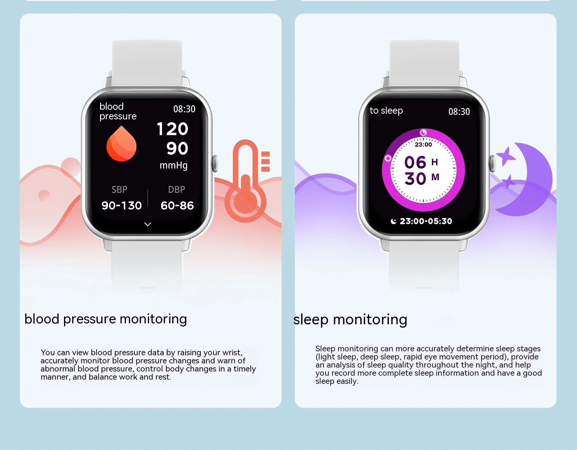 Bluetooth smart watch with heart rate monitor on wrist, shown in black, silver, pink, and khaki colour options.