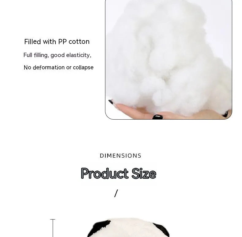 Cartoon panda plush lumbar support cushion for car seat with PP cotton filling.