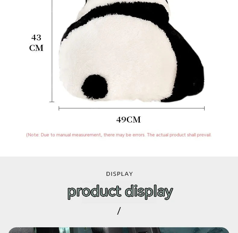 Cartoon panda plush lumbar support cushion for car seat with PP cotton filling.