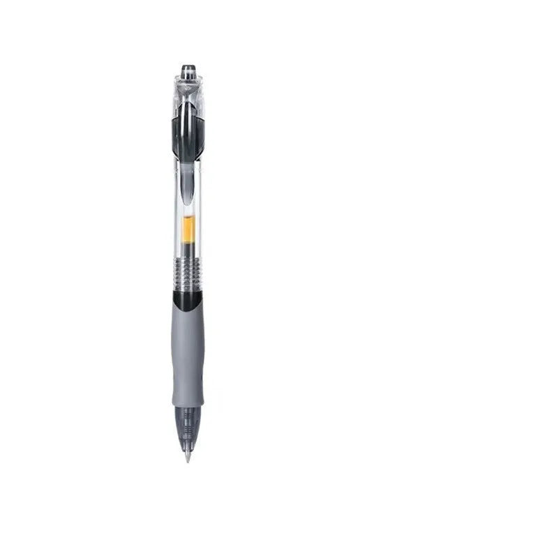 A black, red, or blue refillable gel pen with a 0.5mm tip on a notepad.
