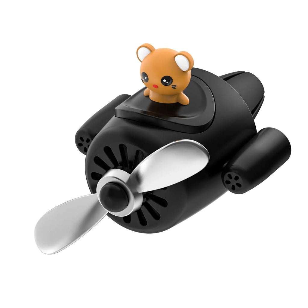 Cartoon airplane-shaped plastic car air vent aromatherapy clip in four colour options with fragrant slices.