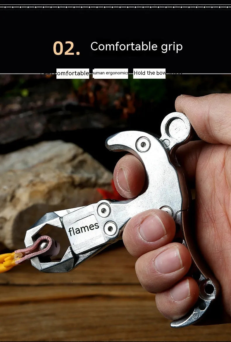 Alloy release aid with two-axis harpoon clip for crossbow and archery use