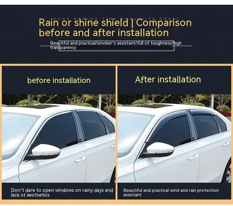 Jeep Wrangler car window rain visor set in PVC material for 07-21 models