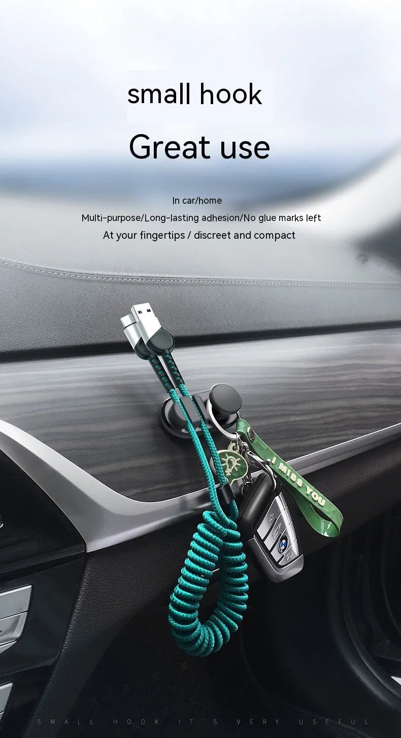 Dark green ABS plastic car storage hook with silicone pad for holding cables