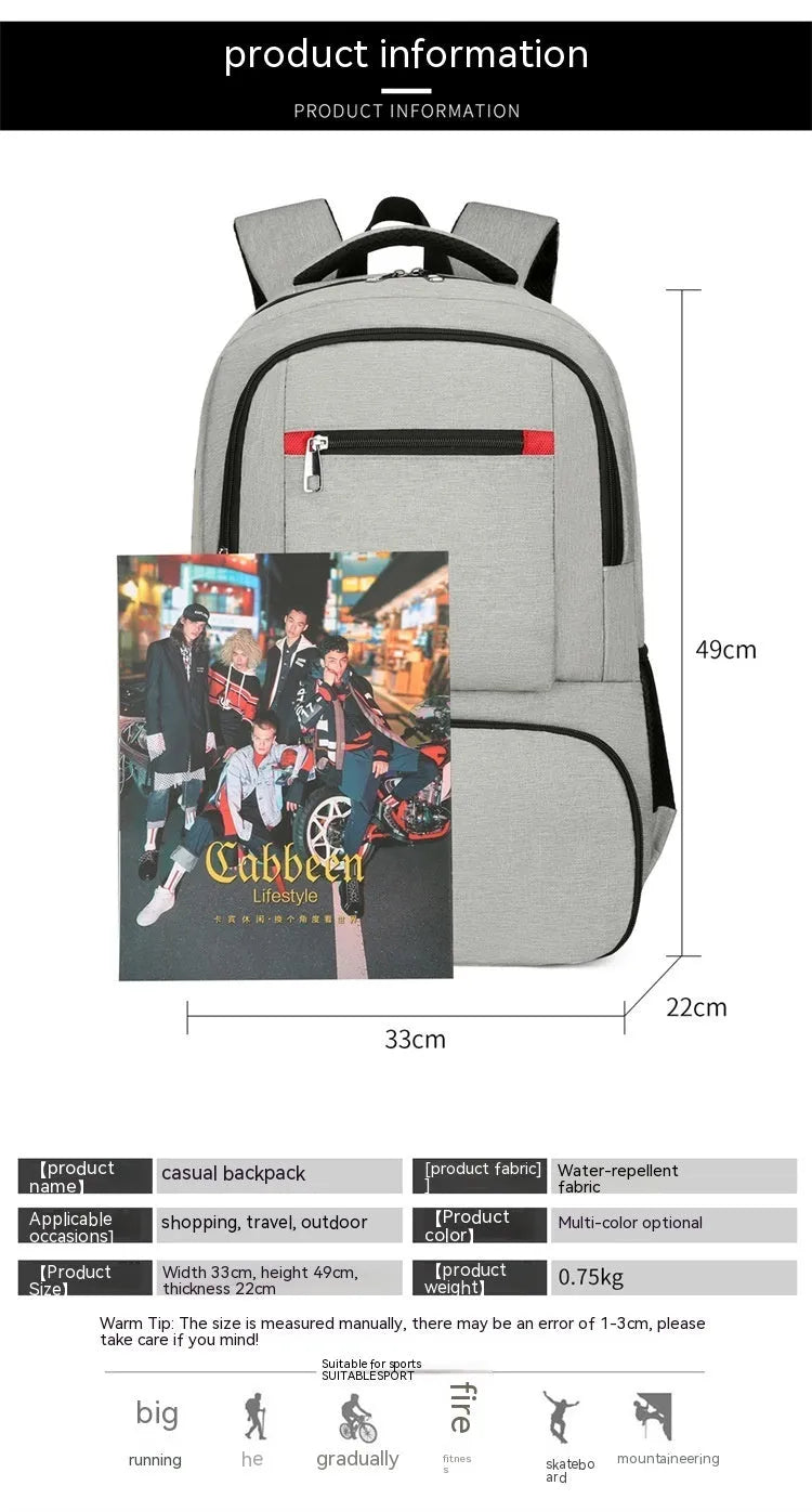 Light grey Oxford cloth insulated backpack with curved shoulder straps and top handle