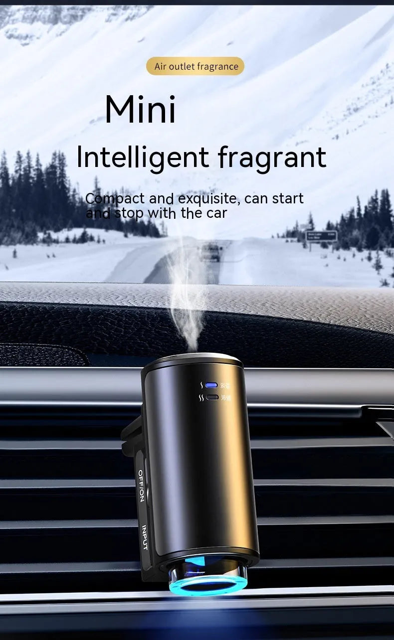 Car air vent clip-on aroma diffuser with essential oil bottle in Obsidian Black or Ocean Blue colour