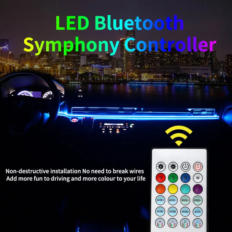 Car interior ambience light with aluminium alloy LED strip and remote control