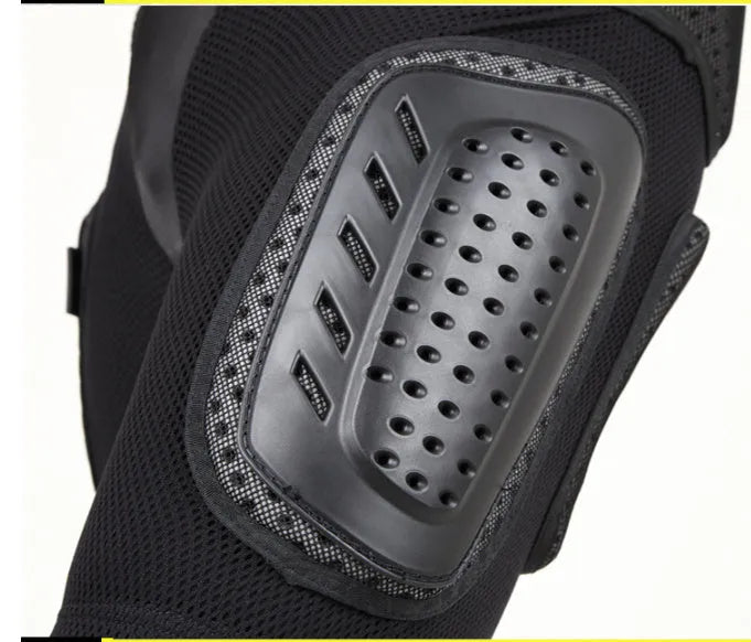 Black cycling protective pants with hip pads in sizes S, M, L, XL.